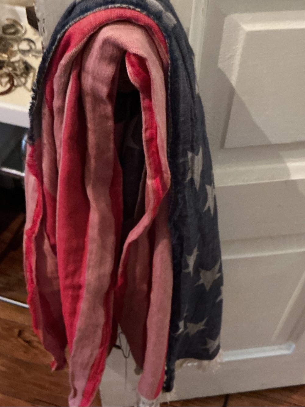 NWT Lightweight Stars & Stripes Cotton Blend Scarf - Red, White & Blue